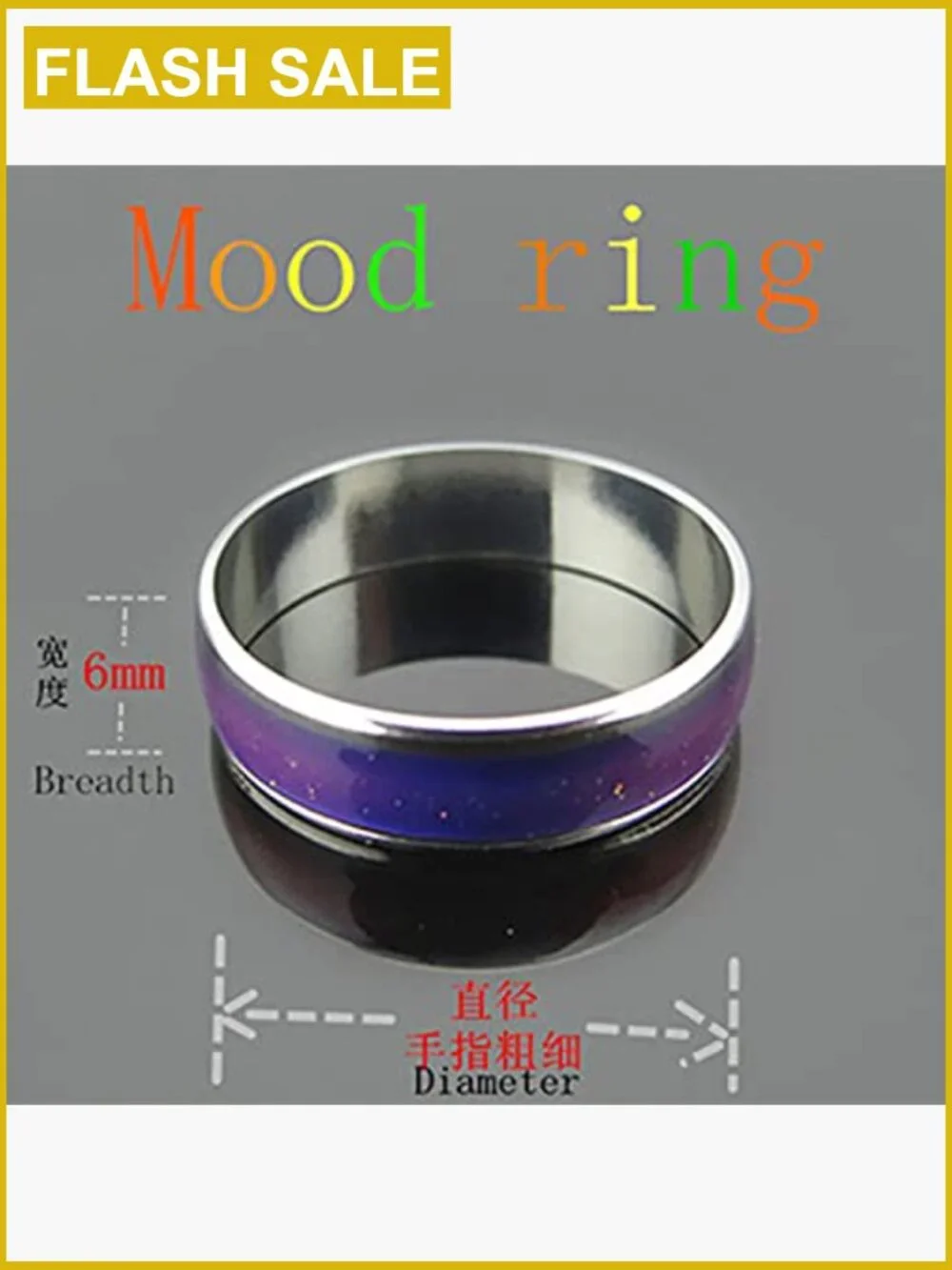6mm Mood Ring Emotion Temperature Index Copper Band Ring for Women Men